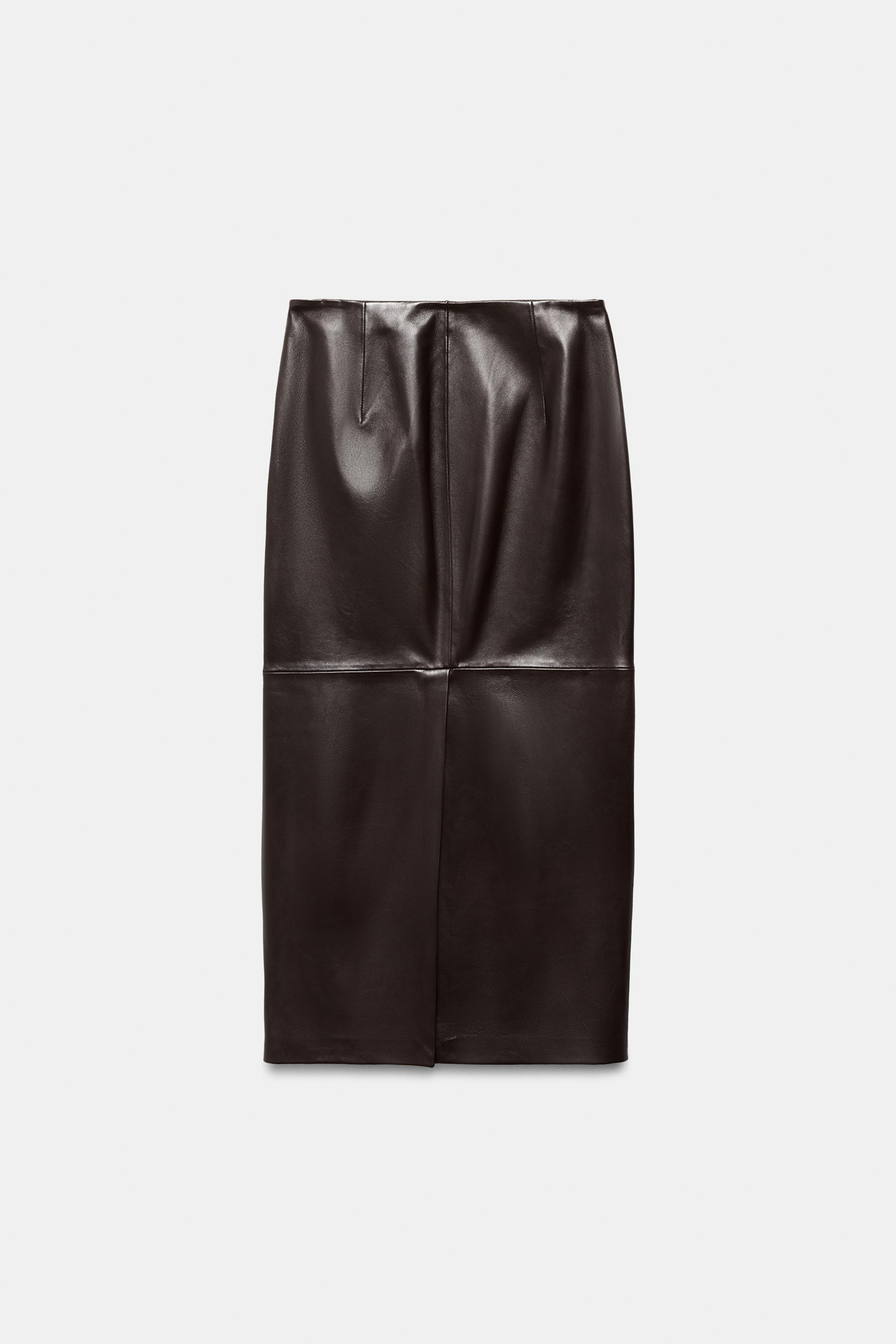 ZW COLLECTION 100% LEATHER MIDI SKIRT